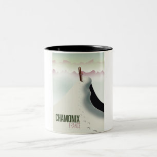 Chamonix Frankrike skidresor affisch Två-Tonad Mugg