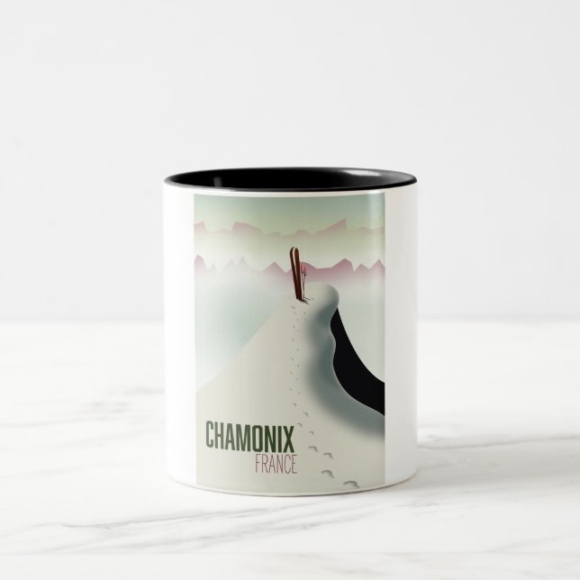 Chamonix Frankrike skidresor affisch Två-Tonad Mugg (Center)