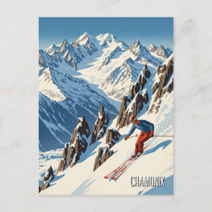 Chamonix Frankrike Skier Skiing Vykort