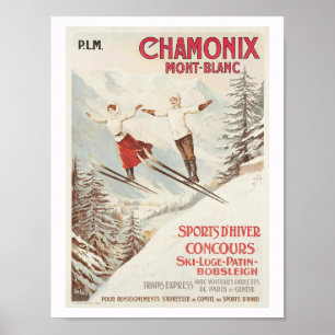 Chamonix Frankrike skiing Poster
