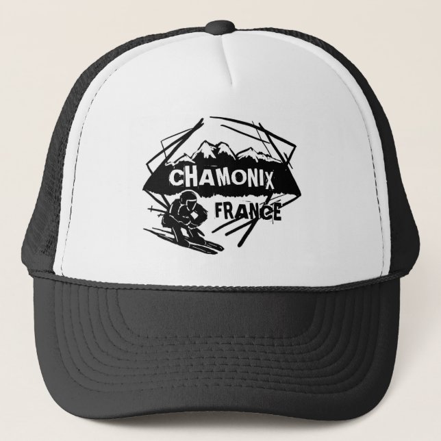 Chamonix Frankrike svartvit logotyp art hat Keps (Framsida)