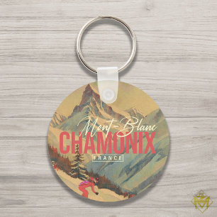 Chamonix Frankrike Vintage Mont Blanc Skiing 1950s Nyckelring