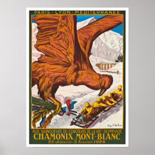 Chamonix Frankrike vintage resor Poster