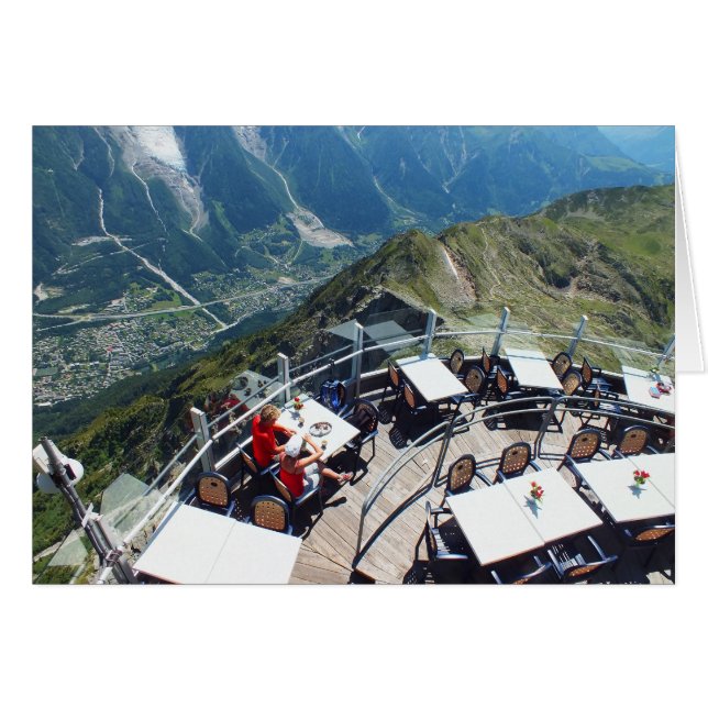 Chamonix i dalen, Fransk Alpernor Hälsningskort (Framsidan Horizontal)