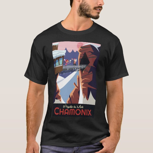 Chamonix L'Aiguille Du Midi Poster T Shirt (Framsida)