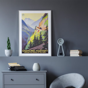 Chamonix-Martigny Gorges of Trient Vintage resor Poster