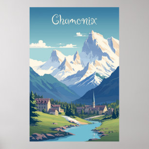 Chamonix, Mont Blan, Ski Poster