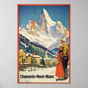 Chamonix, Mont Blan, Vintage Ski Poster