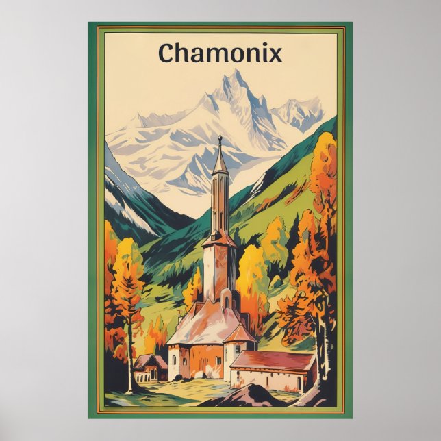 Chamonix, Mont Blan, Vintage Ski Poster (Framsidan)