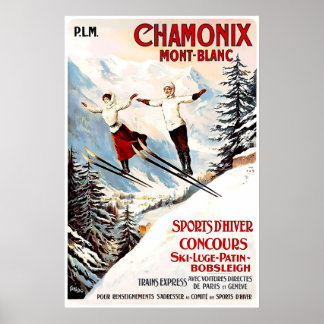 Chamonix Mont-Blanc 1910 POSTER TRYCK A5-A1 Fransk