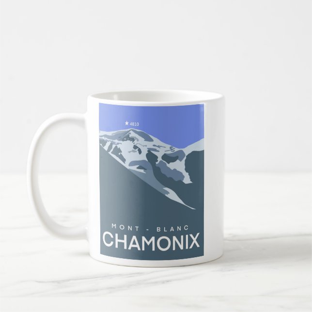Chamonix, mont-Blanc, digitalt utdragen, souvenir Kaffemugg (Vänster)