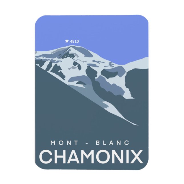 Chamonix, mont-Blanc, digitalt utdragen, souvenir Magnet (Vertikal)