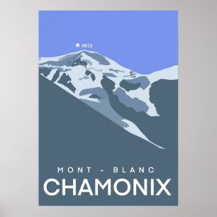 Chamonix, mont-Blanc, digitalt utdragen, souvenir Poster