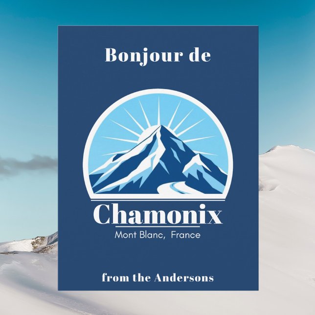 Chamonix Mont Blanc Frankrike blå vykort (Skapare uppladdad)