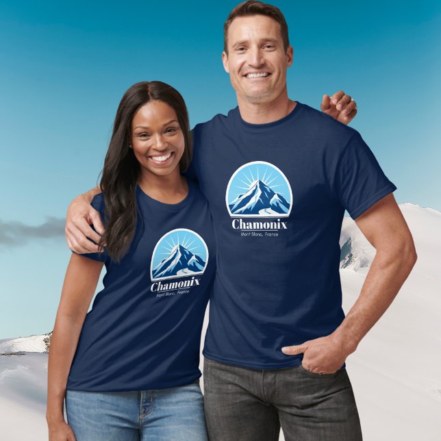Chamonix Mont Blanc Frankrike blue T Shirt (Skapare uppladdad)