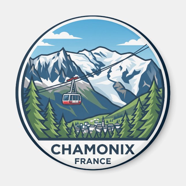 Chamonix Mont-Blanc Frankrike Magnet (Framsidan)