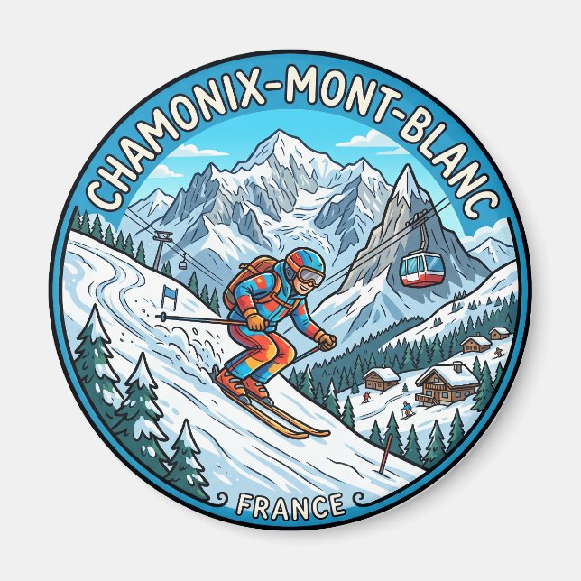 Chamonix Mont Blanc Frankrike Magnet (Framsidan)