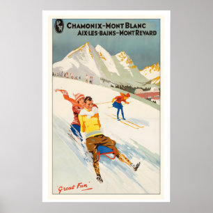 Chamonix, Mont Blanc Frankrike Mycket Roligt Vinta Poster