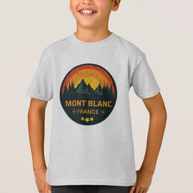 Chamonix Mont Blanc Frankrike och Italien gräns T Shirt (Framsida)