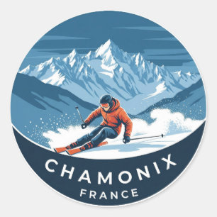 Chamonix Mont Blanc Frankrike Skier Skiing Runt Klistermärke