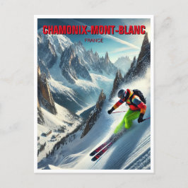 Chamonix Mont Blanc Frankrike Skier Skiing Vykort