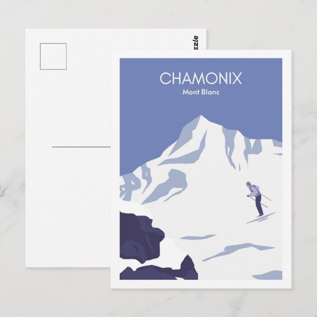 Chamonix Mont Blanc Frankrike Travel Illustration Vykort (Fram/baksida)
