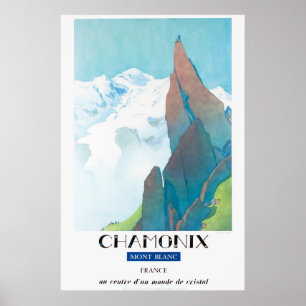 Chamonix, mont-Blanc Frankrike,Travel Ski-Poster Poster