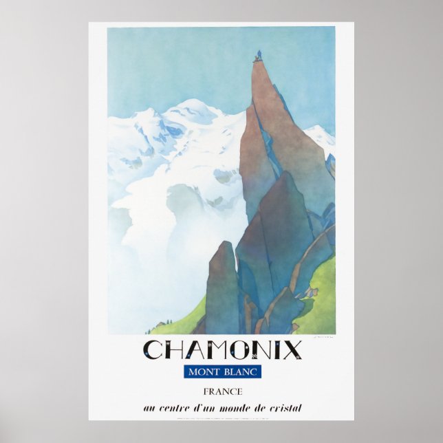 Chamonix, mont-Blanc Frankrike,Travel Ski-Poster Poster (Framsidan)