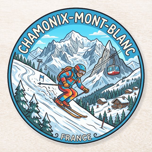 Chamonix Mont Blanc Frankrike Underlägg Papper Rund (Framsidan)
