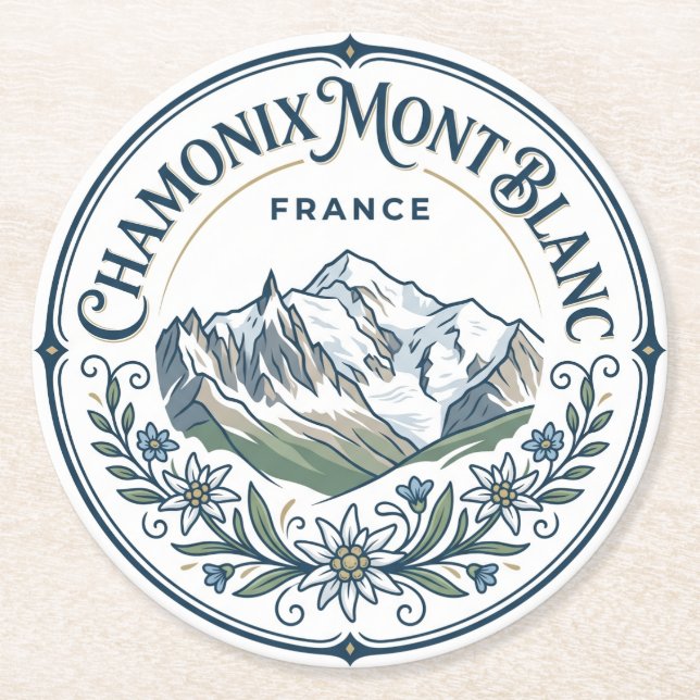 Chamonix-Mont-Blanc Frankrike Underlägg Papper Rund (Framsidan)