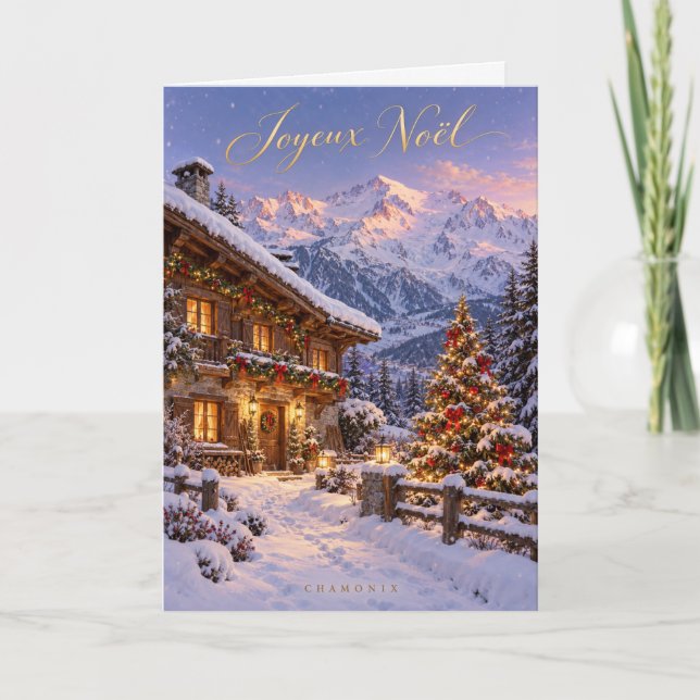 Chamonix Mont Blanc God Jul Helgkort (Framsida)