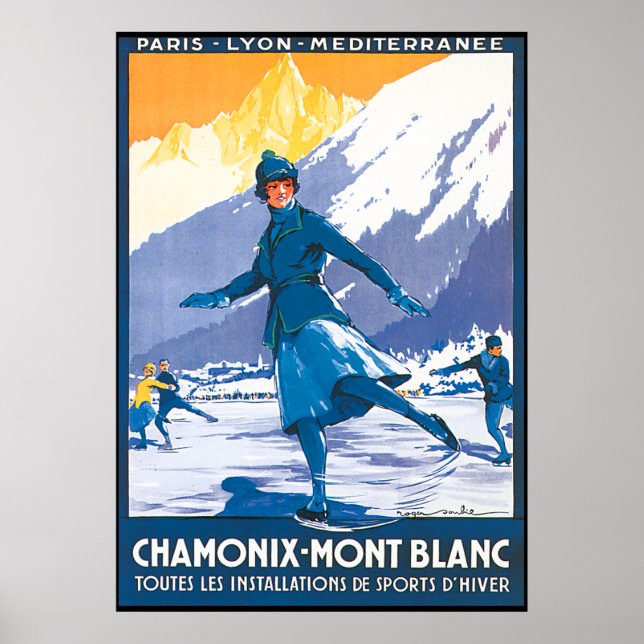 Chamonix Mont Blanc Skating Poster (Framsidan)