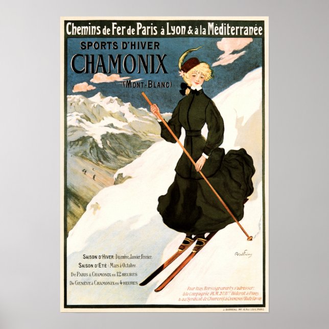 CHAMONIX Mont Blanc Ski Snö Winter Sports Frankrik Poster (Framsidan)