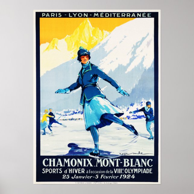 CHAMONIX Mont Blanc Sports D'Hiver Schweiz Poster (Framsidan)
