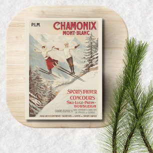 Chamonix Mont Blanc Vintage fransk skidåkning Vykort