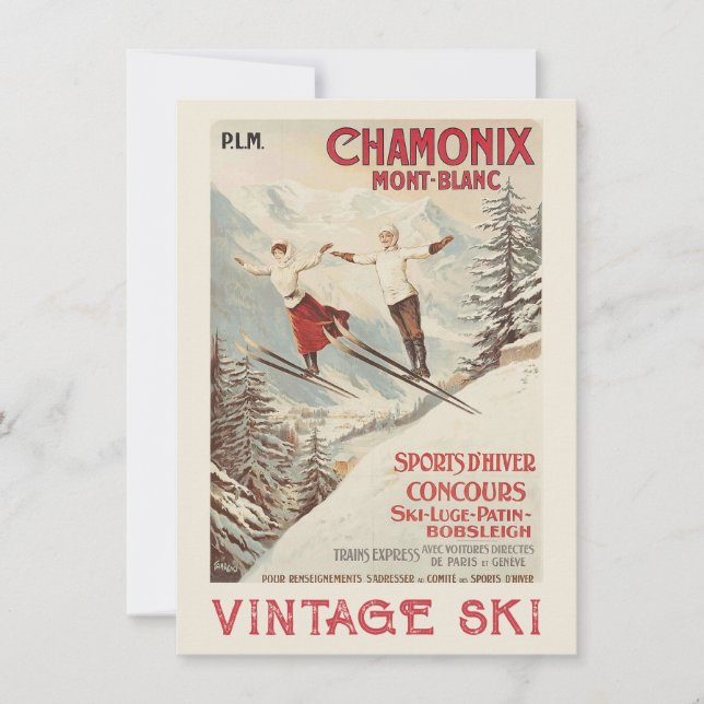 Chamonix Mont Blanc Vintage Fransk Skiing Poster (Framsida)