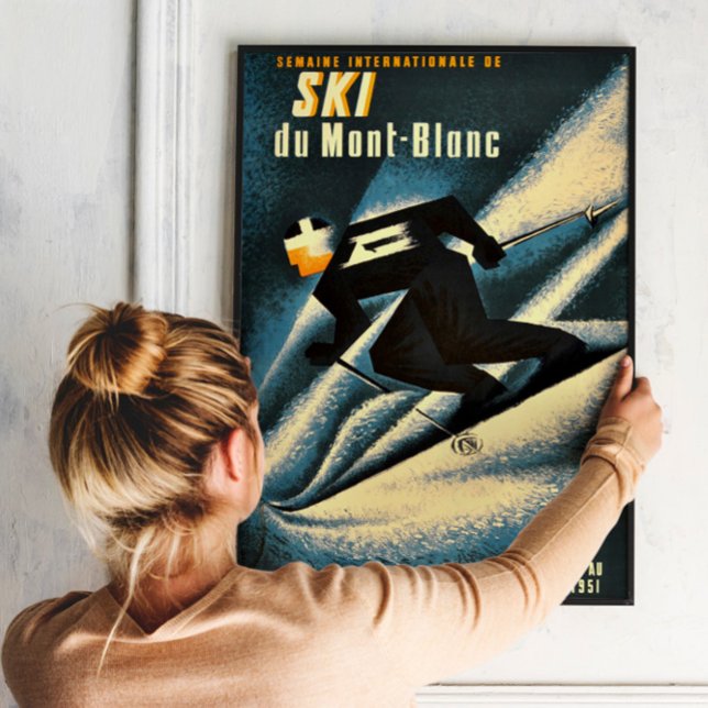 Chamonix Mont Blanc Vintage Fransk Skiing Poster (Skapare uppladdad)