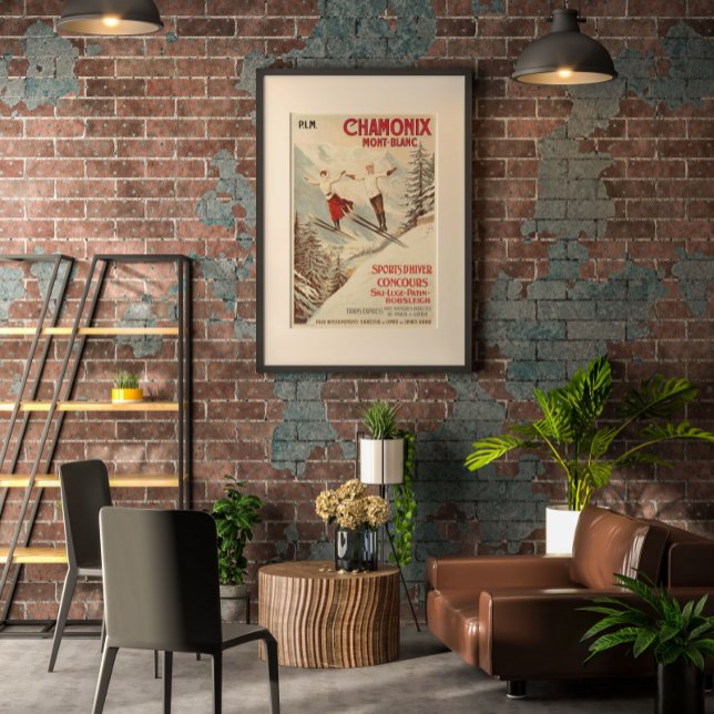 Chamonix Mont Blanc Vintage Fransk Skiing Poster (Skapare uppladdad)