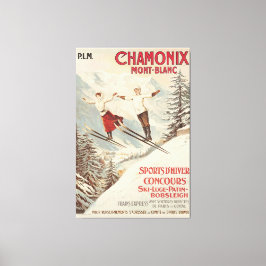 Chamonix Mont Blanc Vintage Fransk Skiing Poster Canvastryck