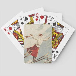 Chamonix Mont Blanc Vintage Fransk Skiing Poster Casinokort