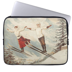 Chamonix Mont Blanc Vintage Fransk Skiing Poster Laptop Fodral