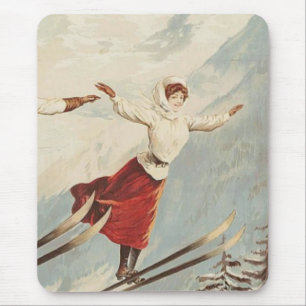 Chamonix Mont Blanc Vintage Fransk Skiing Poster Musmatta