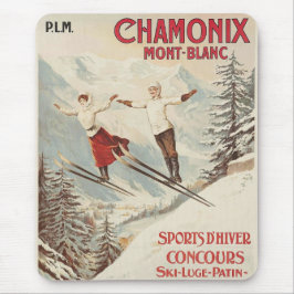 Chamonix Mont Blanc Vintage Fransk Skiing Poster Musmatta