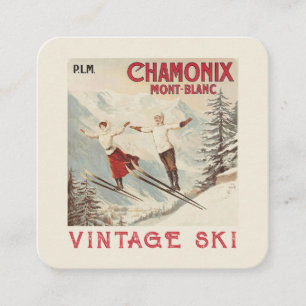 Chamonix Mont Blanc Vintage Fransk Skiing Poster Tilläggskort