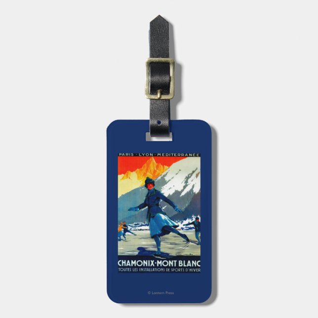 Chamonix-Mont Blanc vintage PosterEurope Bagagebricka (Vertikal Framsida)