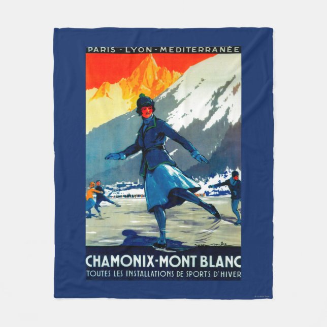 Chamonix-Mont Blanc vintage PosterEurope Fleecefilt (Framsidan)