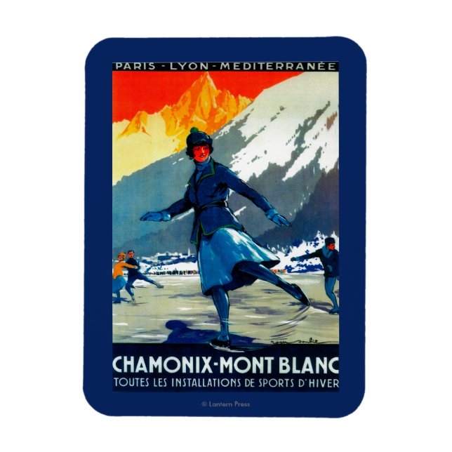 Chamonix-Mont Blanc Vintage PosterEurope Magnet (Vertikal)