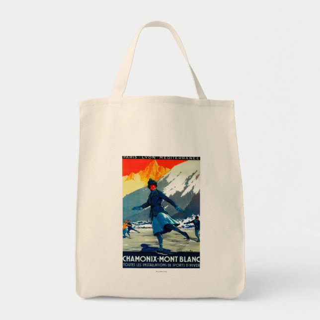 Chamonix-Mont Blanc Vintage PosterEurope Tygkasse (Framsidan)