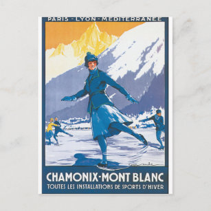 Chamonix Mont Blanc Vintage resor Poster Vykort