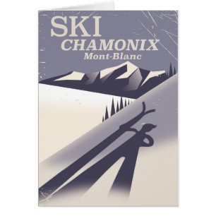 Chamonix-Mont-Blanc Vintage Ski poster Hälsningskort